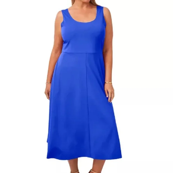 NWT MSK | $79 Scoop Neck Stretch Midi Dress - Picture 3 of 7